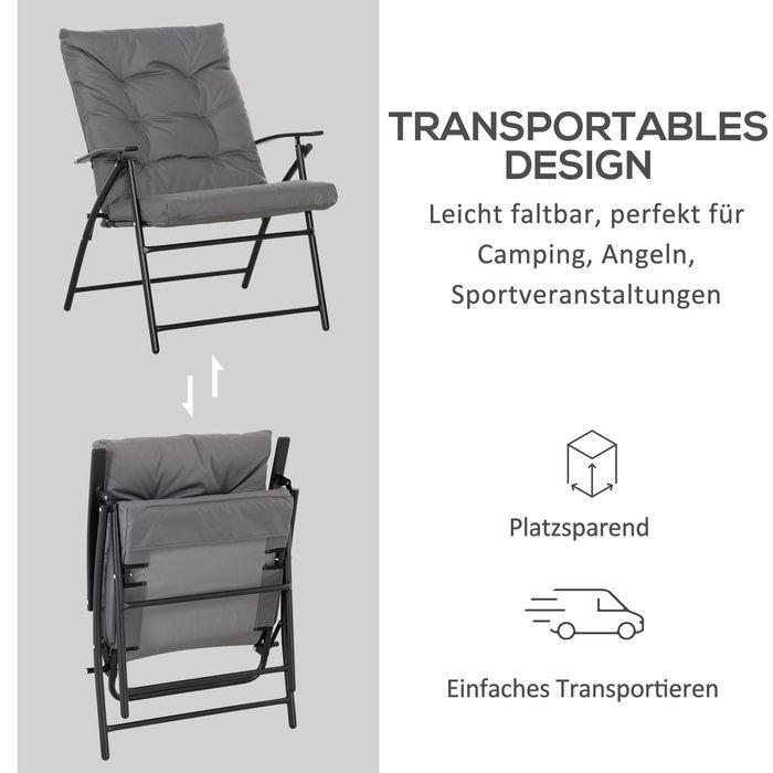 Immagine prodotto Swisshandel24 Campingstuhl faltbarer Gartenstuhl mit Metallrahmen für Pool, Strand Grau