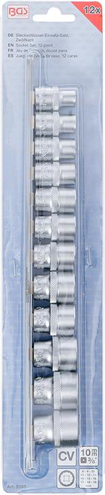 Produktbild BGS Steckschlüssel-Einsatz-Satz, Zwölfkant Antrieb Innenvierkant 10 mm (3/8") SW 8 - 19 mm 12-tlg.