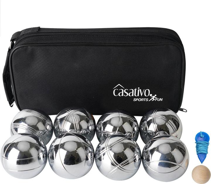 Produktbild Casativo Boule- & PÃ©tanque-Spiel mit 8 Metallkugeln, Holzkugel, Abstandsmesser, Tragetasche (8 x, 72 mm)