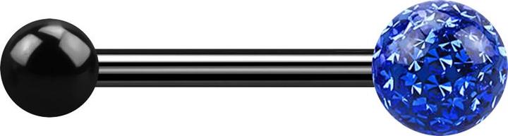 Actual product image Star Piercing Barbell schwarz mit Kugel und Kristallkugel dunkelblau Epoxy Schutzschicht (Titanium G23, without brass)