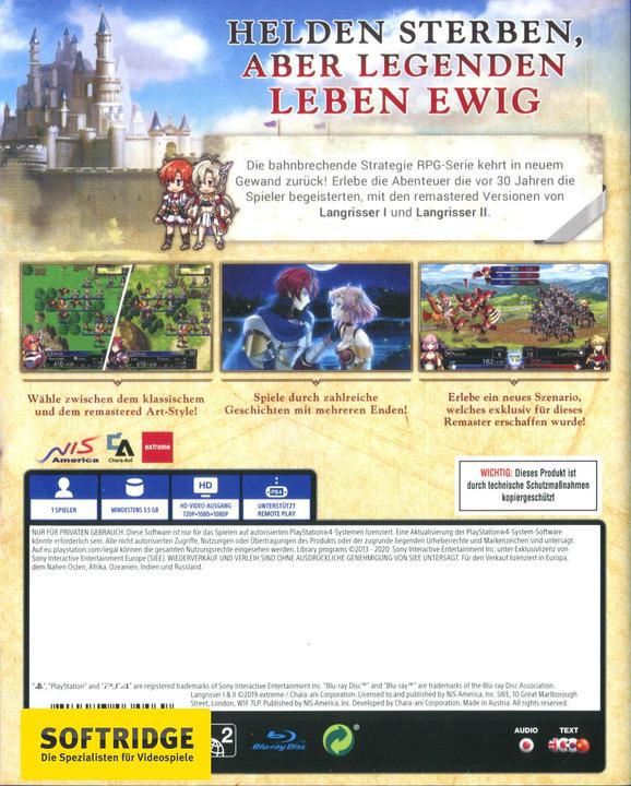 Produktbild NIS Langrisser 1 + 2 (PS4, EN)