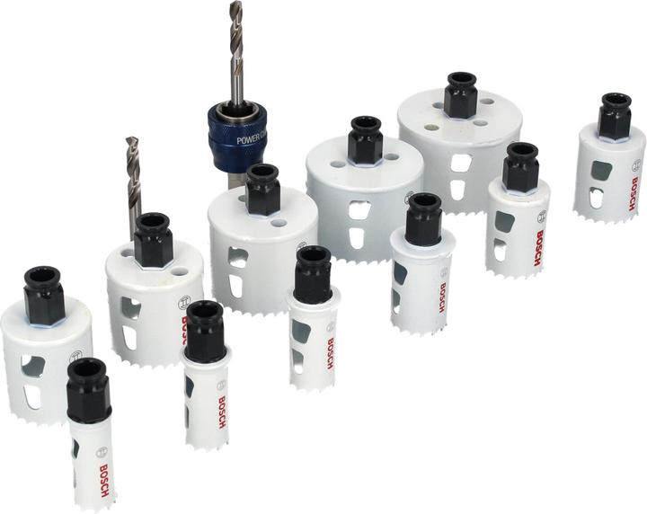 Produktbild Bosch Professional Zubehör 14-teiliges Universal-Set, 2 Lochsägen Progressor for Wood&Metal (20 mm, 22 mm, 25 mm, 32 mm, 35 mm, 40 mm, 44 mm, 76 mm, 60 mm, 68 mm, 51 mm)