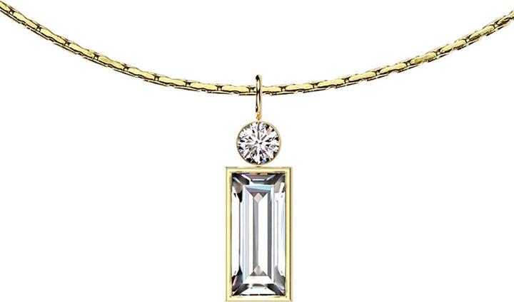 Produktbild Star Piercing Kette vergoldet Anhänger runder und grosser Baguette Kristall silber (ohne Messing, Chirurgenstahl 316L)