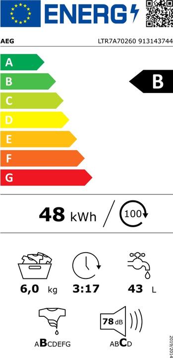 Etichetta energetica AEG LTR7A70260 (6 kg)