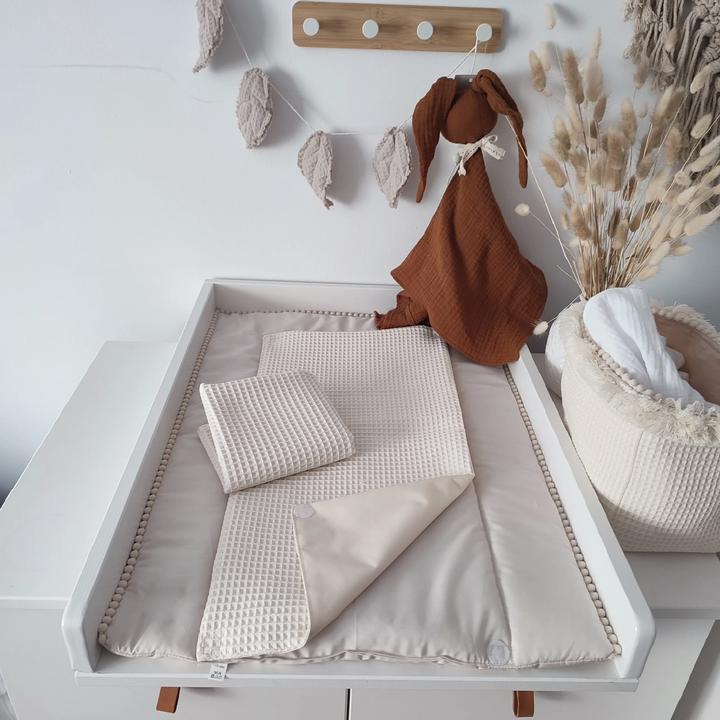 Actual product image Baby-Nest Boho changing mat including two removable waterproof pads |Beige (80 x 75 cm)