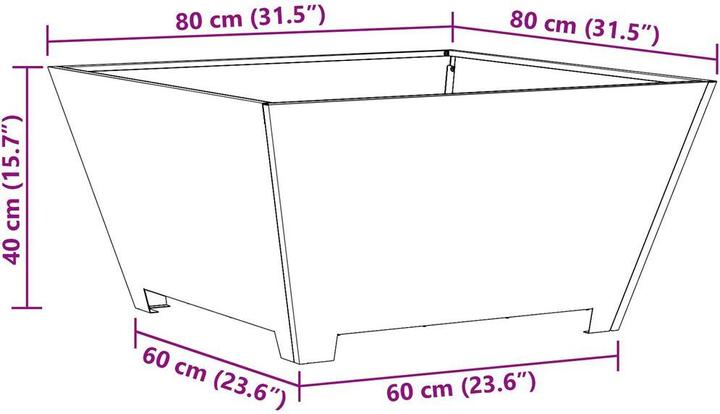 Actual product image VidaXL Fire pit square black 80x80x40 cm steel (80 cm)