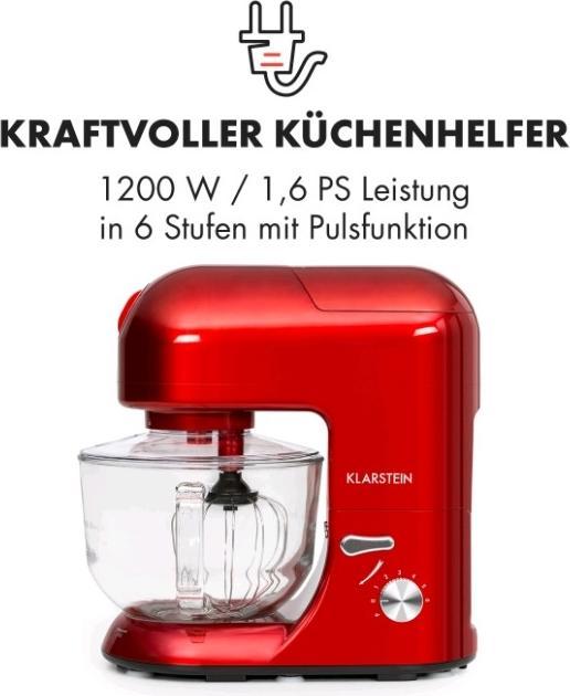 Produktbild Klarstein Lucia Rossa 2G Küchenmaschine Rot (1300 W)
