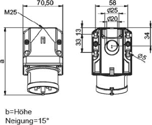 Actual product image PCE CEE Wall Plug 400V 16A IP44 515-6 (CEE 16/5)