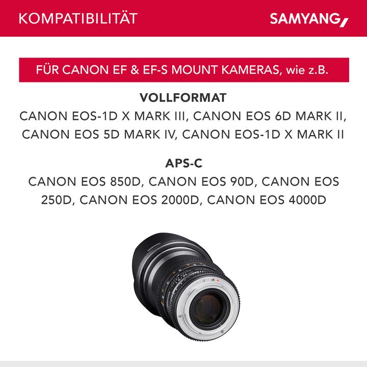 Image du produit Samyang 35mm T1.5 VDSLR II Canon EF (Canon EF, Plein format)