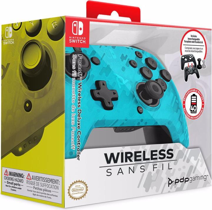 Produktbild PDP Faceoff Wireless Deluxe Controller - Neon Blue Camo (Switch)