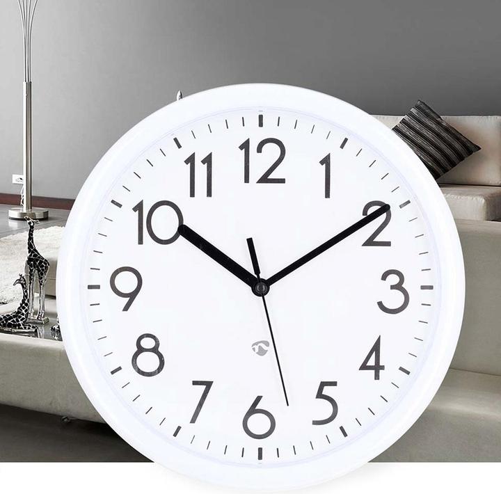 Immagine prodotto Nedis Orologio da parete - Diametro: 220 mm - Plastica - Bianco (22 cm)