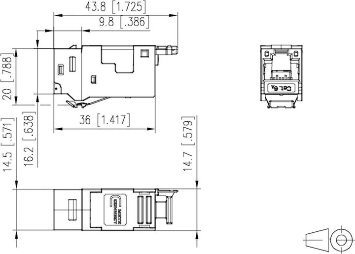 Actual product image Metz Connect Keystone RJ45 installation module CAT 6a (Keystone module)