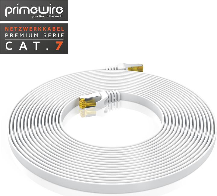 Produktbild Primewire CAT.7 Netzwerkkabel flach - Ethernet Gigabit Lan Kabel RJ45 - Patchkabel - komp. CAT.5 CAT.6 CAT.8 (U/FTP, CAT7, 1 m)