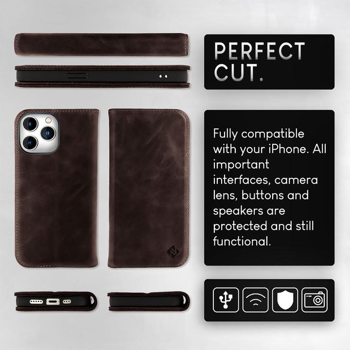 Actual product image Nalia Genuine leather flip case cover with magnetic fastener (Apple iPhone 15 Pro Max)