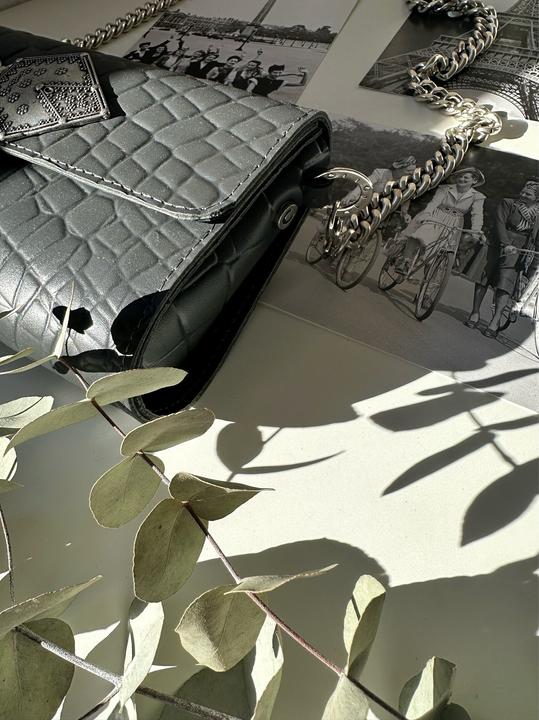Immagine prodotto Only-Bags.Store Borsa in pelle grigia, piccola borsa in pelle, busta in pelle, pelle pieno fiore, regalo per lei