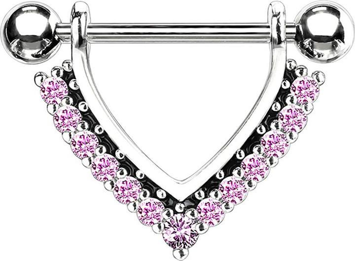 Actual product image Star Piercing Barbell silber Hänger mit Kristallen pink (Surgical steel 316L, Brass)