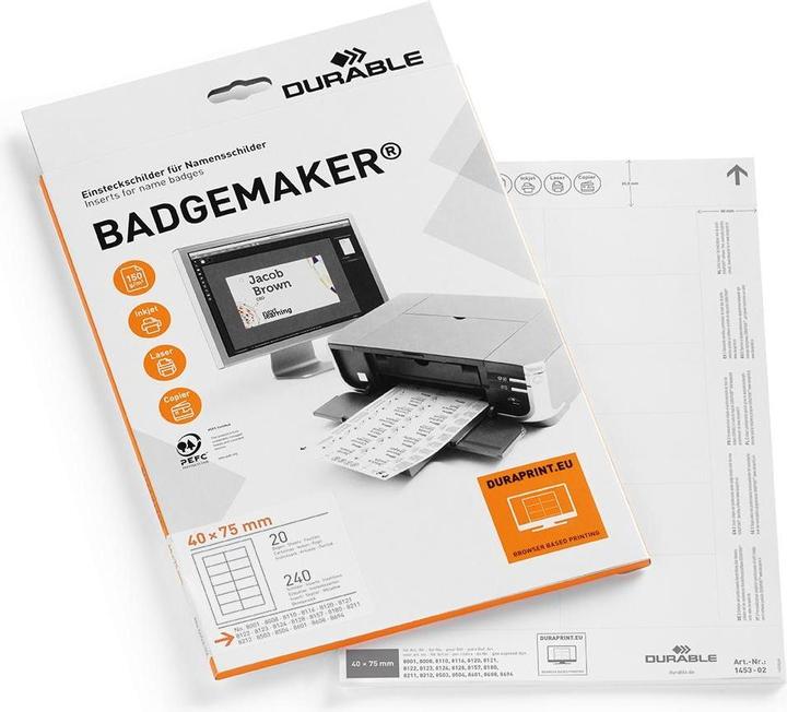 Actual product image Durable Badgemaker insert labels for name tags