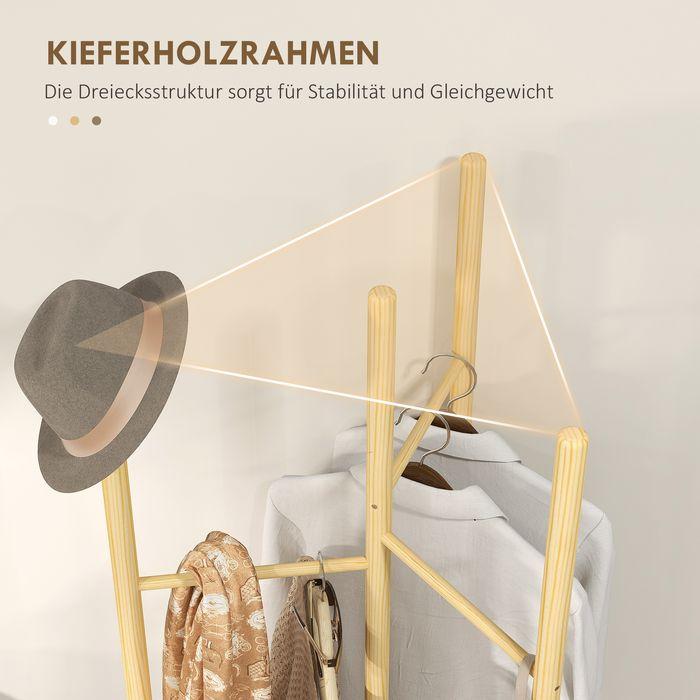 Actual product image Swisshandel24 Clothes rack, space-saving, 5 kg load, 62x52.5x160cm, nature