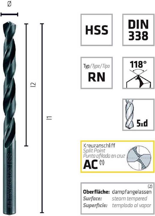 Actual product image Alpen Twist Drill HSS with Cross Grinding (11.8 millimetres)