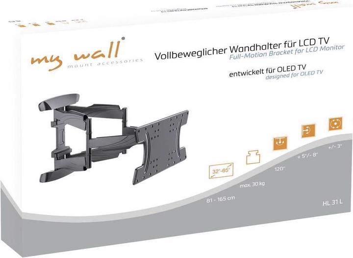 Produktbild myWall TV Wandhalterung Neigbar+Schwenkbar, Rotierbar (Wand, 65", 30 kg)