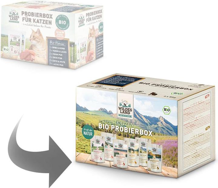Image du produit Wildes Land Nourriture humide Adult BIO boîte d'essai, 6 x 85 g (Adulte, 6 pcs, 620 g)