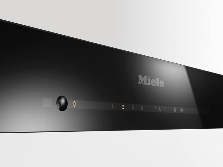 Actual product image Miele Island cooker hood with energy-saving LED lighting and touch control for easy operation. (Island canopy)