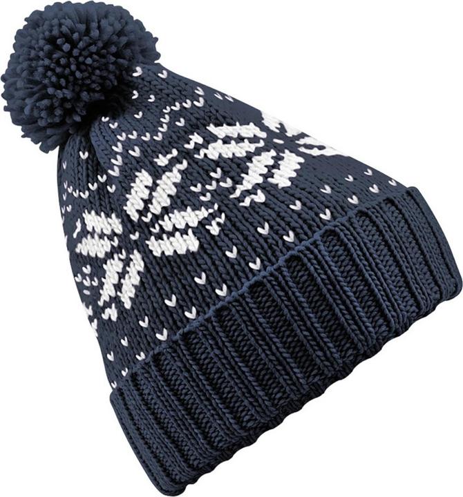 Produktbild Beechfield Strickmütze Mit Bommel Schneeflockenmuster (One Size)