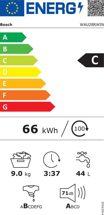 Energie-Label Bosch Hausgeräte Bosch WAU 28 RWIN (9 kg, Links)