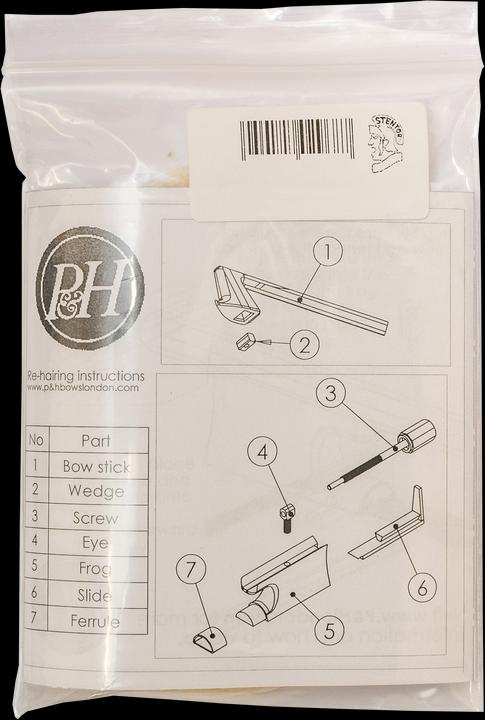 Actual product image P&H Bows Bow hair strands, for carbon violin bow real horsehair