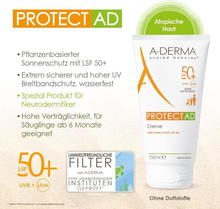 Produktbild A-Derma Protect AD Creme LSF 50+, 150 ml Creme (Sonnencreme, SPF 50+, 150 ml)