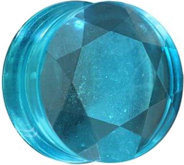 Produktbild Star Piercing Flared Plug facettiert aqua aus Glas (ohne Messing, Glas)