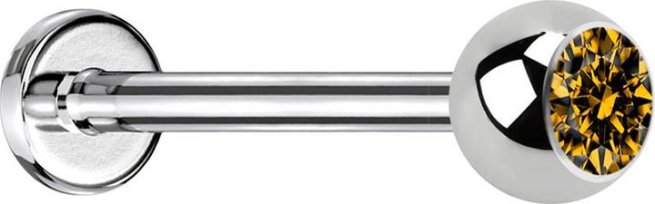 Produktbild Star Piercing Micro Labret silber mit Kugel und Kristall topaz (Chirurgenstahl 316L, ohne Messing)