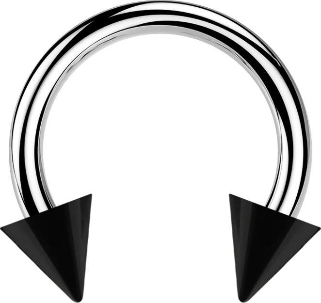 Actual product image Star Piercing Circular Barbell silber mit zwei Cones schwarz (Acrylic, Surgical steel 316L, without brass)