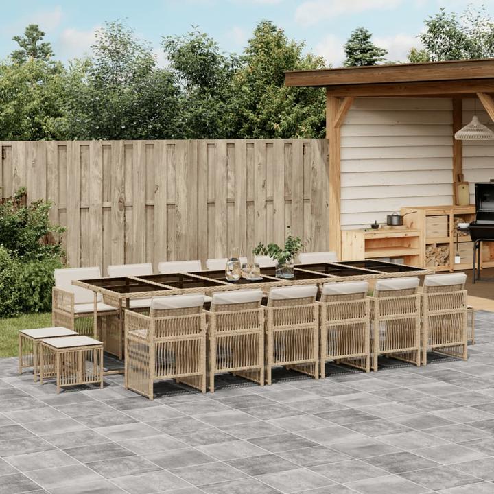 Immagine prodotto VidaXL Mobili da giardino set da pranzo set da giardino gruppo di sedute 17 pezzi in poly rattan beige (330 cm)