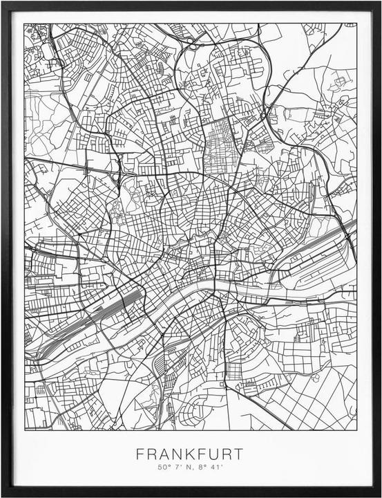 Actual product image Trenddeko Frankfurt city map (30 x 40 cm)