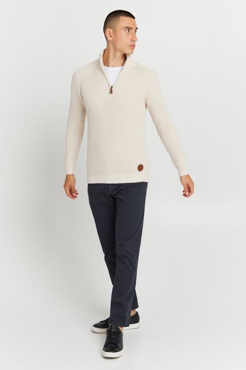 Image du produit Solid Xenox Pull En Grosse Maille À Col Camionneur Pull-Over Pour Homme Avec Col Droit 100% Coton (XL)