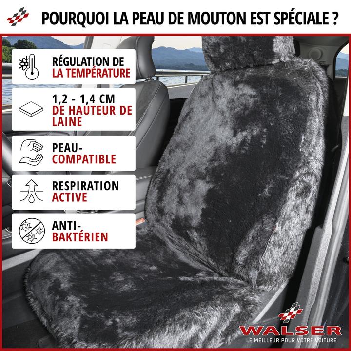 Actual product image Walser Maya lambskin car seat cover, single seat car cover, lambskin cover black