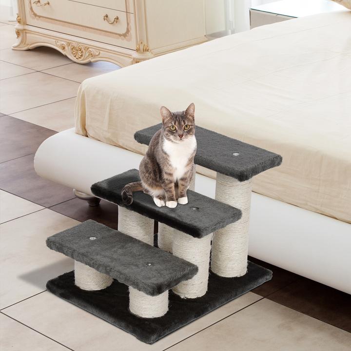 Image du produit PawHut Escalier pour chats avec 3 marches (34 cm, Gris)