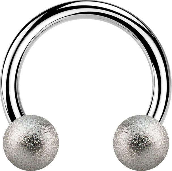 Image du produit Star Piercing Micro Circular Barbell argenté avec deux boules mouchetées (sans laiton, Acier chirurgical 316L)