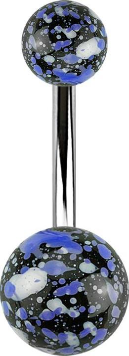 Actual product image Star Piercing Banana silver with two splatter ball blue (Surgical steel 316L, without brass)