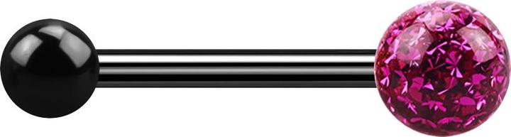 Image du produit Star Piercing Barbell schwarz mit Kugel und Kristallkugel fuchsia Epoxy Schutzschicht (Titane G23, sans laiton)