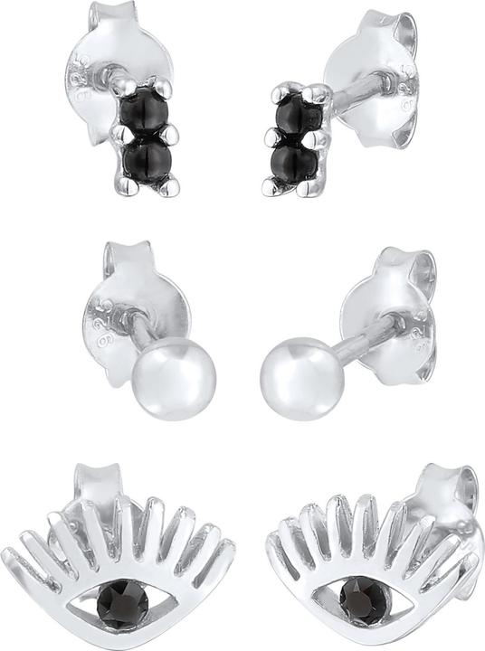 Actual product image Elli Evil Eye, crystal stud earrings, ball (Synthetic pearl, Glass crystal, 925 Sterling silver)