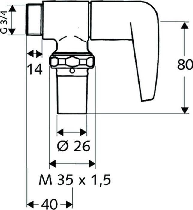 Actual product image Schell WC flush valve OMAT with lever top, DN 20 chrome