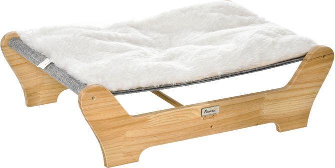 Actual product image Swisshandel24 Cat bed with frame hammock for cats raised cat nest with soft cushion pine wood Natu (Cat)