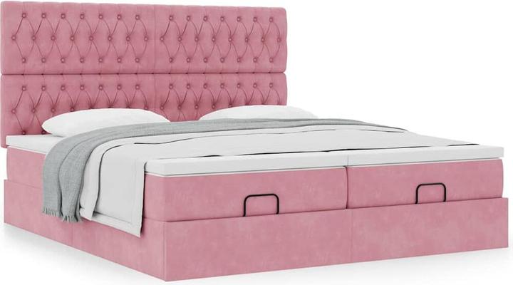 Produktbild VidaXL Ottoman-Bett mit Matratzen Rosa 200x200 cm Samt (200 x 200 cm)