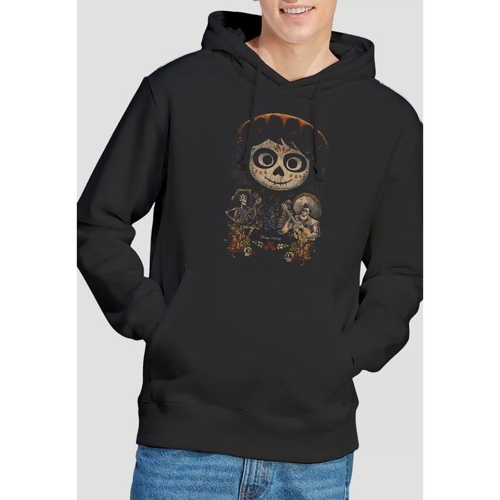 Actual product image La Maison du Coco Mens Ernesto Miguel Hector Painted Poster With Skull Hoodie (XL)