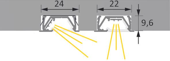 Actual product image Halemeier LED recessed/mounted profiles ChannelLine G2 with light screen
