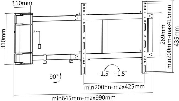 Produktbild myWall TV Wandhalterung 81,3 cm (32) 152,4 (60) Motorisiert (Wand, 32", 40 kg)