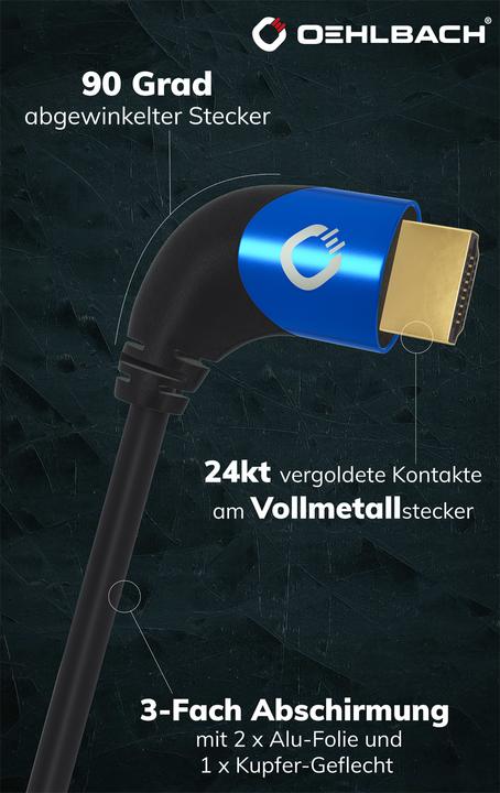 Actual product image Oehlbach HDMI AV connection cable (1x HDMI plug - 1x HDMI plug) 2 m Black (2 m, HDMI)