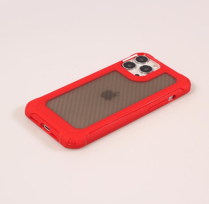 Produktbild PhoneLook Hülle Military Elite kompakt Cover mit semi-transparentem Carbon Rücken (Apple iPhone 14 Pro Max)